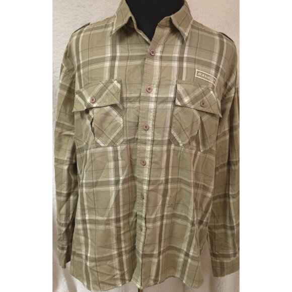 Polaris Ranger Mens 2XL Brown Plaid Button Up Long Sleeve Epaulettes Logo Shirt - Picture 13 of 13